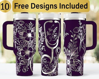 40oz Nurse Tumbler Laser Svg Design, 40oz Laser Engraved Tumbler Wrap, Laser Engraving SVG, Tumbler Wrap SVG, 40 oz Tumbler Wrap,