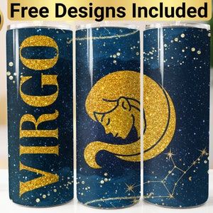 Virgo Zodiac Celestial Tumbler Design, Tumbler Wrap PNG, 20 oz Skinny Tumbler Design, Virgo Tumbler Wrap, Virgo Virgin Tumbler,