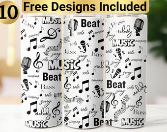 Music Tumbler Design, Tumbler Wrap PNG, 20 oz Skinny Tumbler Design, Music School Tumbler Wrap, Music School Tumbler Design, Music Tumbler,