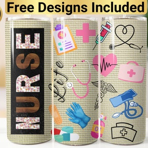 Nurse Tumbler Design, Tumbler Wrap PNG, 20 oz Skinny Tumbler Design, Nurse Tumbler Wrap, Nurse Tumbler PNG, Nurse Sublimation, Nurse Collage