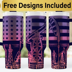 40oz Oil Field Tumbler Laser Svg Design, 40oz Laser Engraved Tumbler Wrap, Laser Engraving SVG, Tumbler Wrap SVG, 40 oz Tumbler Wrap,