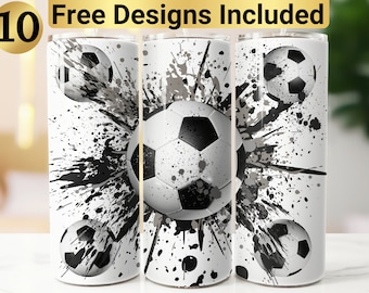 Soccer Tumbler Design, Tumbler Wrap PNG, 20 oz Skinny Tumbler Design, Soccer Tumbler Wrap, Soccer Tumbler PNG, Soccer Ball Tumbler Design,