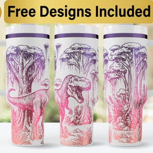 40oz Dinosaur Tumbler Laser Svg Design, 40oz Laser Engraved Tumbler Wrap, Laser Engraving SVG, Tumbler Wrap SVG, 40 oz Tumbler Wrap,