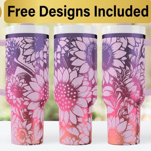 40oz Boho Sunflowers Tumbler Laser Svg Design, 40oz Laser Engraved Tumbler Wrap, Laser Engraving SVG, Tumbler Wrap SVG, 40 oz Tumbler Wrap,