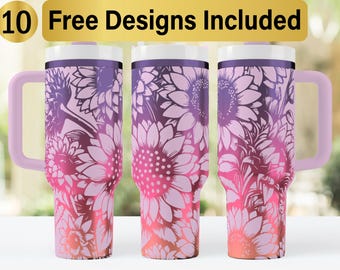 40oz Boho Sunflowers Tumbler Laser Svg Design, 40oz Laser Engraved Tumbler Wrap, Laser Engraving SVG, Tumbler Wrap SVG, 40 oz Tumbler Wrap,