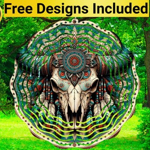 Boho schedel wind spinner, Boho schedel wind spinner sublimatie ontwerp, Boho schedel wind spinner sublimatie, wind spinner sublimatie,