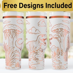 40oz Dinosaur Tumbler Laser Svg Design, 40oz Laser Engraved Tumbler Wrap, Laser Engraving SVG, Tumbler Wrap SVG, 40 oz Tumbler Wrap,