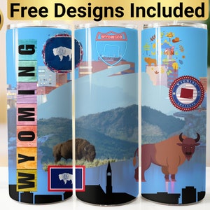 Wyoming Tumbler Design, Tumbler Wrap PNG, 20 oz Skinny Tumbler Design, Wyoming Tumbler Wrap, Wyoming Sublimation, Wyoming Tumbler,