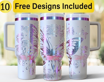 40 Unzen Schmetterlinge Tumbler Laser SVG Design, 40 Unzen Laser gravierte Tumbler Wrap, Laser Gravur SVG, Tumbler Wrap SVG, 40 Unzen Tumbler SVG,