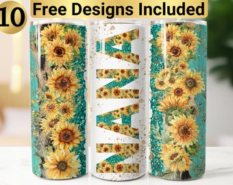 Nana Sunflower Tumbler Design, Tumbler Wrap PNG, 20 oz Skinny Tumbler Design, Nana Tumbler Wrap, Nana Tumbler Design, Nana Sublimation,