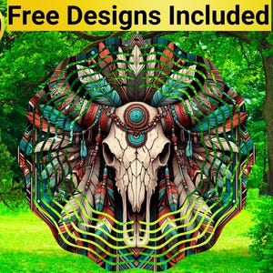 Boho Skull Wind Spinner, Boho Skull Wind Spinner Sublimation Design, Boho Skull Wind Spinner Sublimation, Wind Spinner Sublimation,