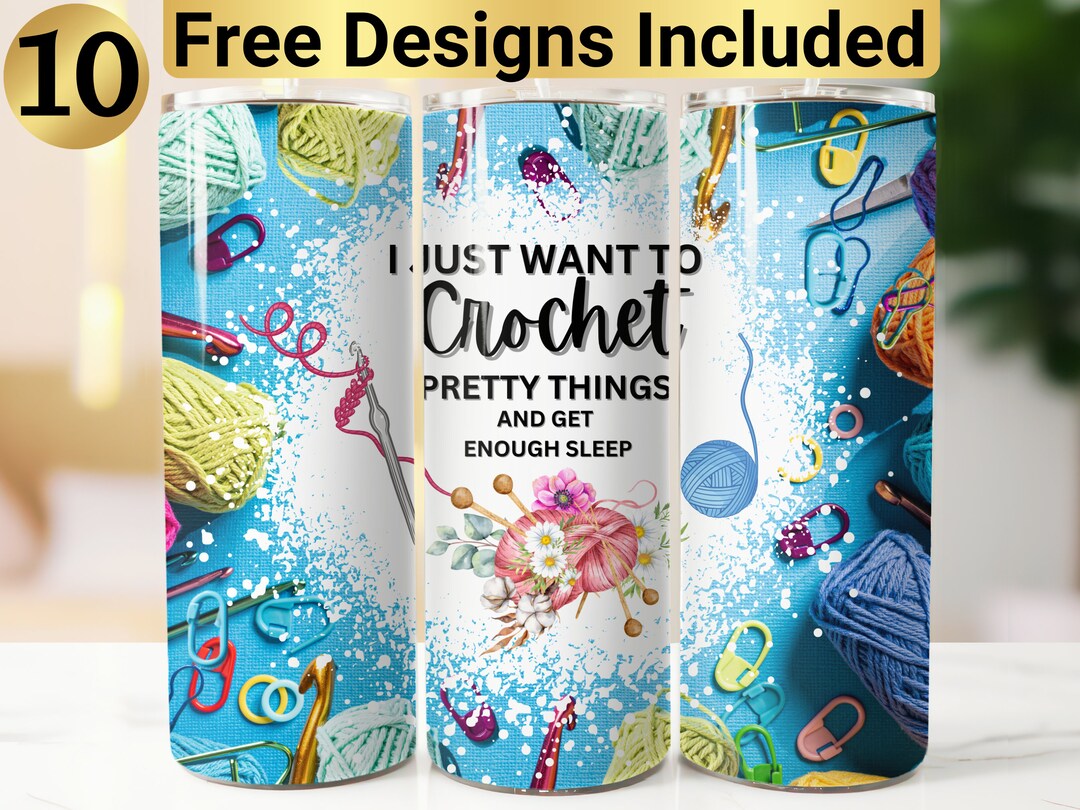 Crochet Tumbler Design Tumbler Wrap PNG 20 Oz Skinny Tumbler Design