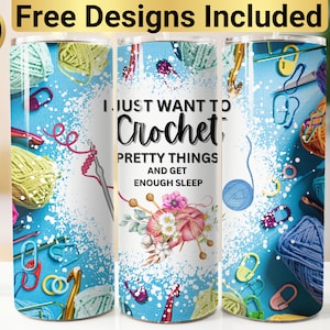 Crochet Tumbler Design, Tumbler Wrap PNG, 20 oz Skinny Tumbler Design, Crochet Tumbler Wrap, Funny Crochet Tumbler, Crochet Sublimation,