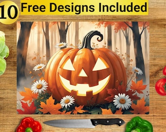 Kürbis-Schneidebrett Design, Kürbis-Schneidebrett PNG, Schneidebrett Sublimationsdesign, Halloween-Schneidebrett Design, Schneidebrett PNG