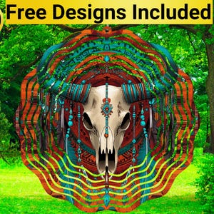 Boho schedel wind spinner, Boho schedel wind spinner sublimatie ontwerp, Boho schedel wind spinner sublimatie, wind spinner sublimatie,