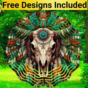 Boho Skull Wind Spinner, Boho Skull Wind Spinner Sublimation Design, Boho Skull Wind Spinner Sublimation, Wind Spinner Sublimation,