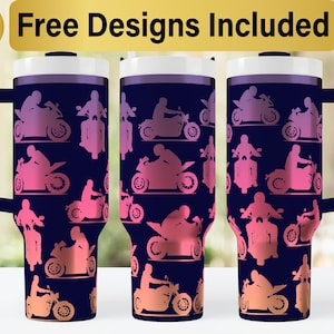 40oz Motorcycle Tumbler Laser Svg Design, 40oz Laser Engraved Tumbler Wrap, Laser Engraving SVG, Tumbler Wrap SVG, 40 oz Tumbler SVG,