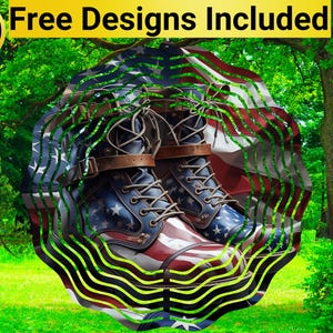 American Boots Wind Spinner, Veteran Wind Spinner Sublimation Design, Veteran Wind Spinner Sublimation, Wind Spinner Sublimation,