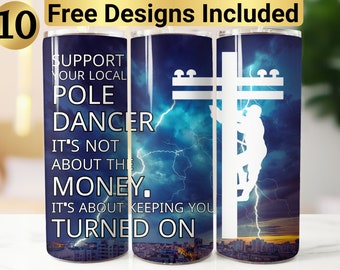 Funny Lineman Tumbler Design, Tumbler Wrap PNG, 20 oz Skinny Tumbler Design, Lineman Tumbler Wrap, Funny Lineman Tumbler, Lineman Design,