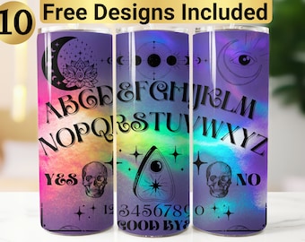 Rainbow Ouija Tumbler Design, Tumbler Wrap PNG, 20 oz Skinny Tumbler Design, Ouija Tumbler Wrap, Ouija Tumbler Design, Ouija Sublimation,