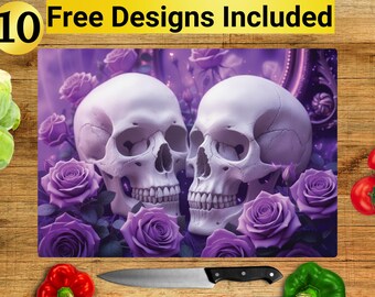 Skull Cutting Board Design, Skull Cutting Board PNG, Cutting Board Sublimation Design, Spooky Cutting Board Design, Cutting Board PNG,