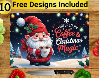 Diseño de tabla de cortar navideña, tabla de cortar navideña PNG, diseño de sublimación de tabla de cortar, diseño de tabla de cortar de Papá Noel, tabla de cortar PNG
