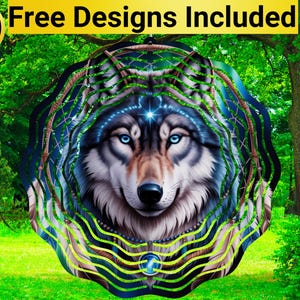 Wolf Dreamcatcher Wind Spinner, Wolf Wind Spinner Sublimation Design, Wolf Wind Spinner Sublimation, Wind Spinner Sublimation,