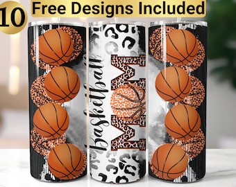 Basketball Mom Tumbler Design, Tumbler Wrap PNG, 20 oz Skinny Tumbler Design, Tapered and Straight, Instant Digital Download PNG,