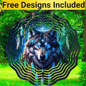 Wolf Dreamcatcher Wind Spinner, Wolf Wind Spinner Sublimation Design, Wolf Wind Spinner Sublimation, Wind Spinner Sublimation,