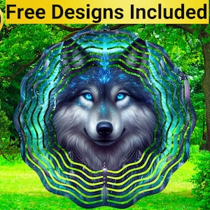 Wolf Dreamcatcher Wind Spinner, Wolf Wind Spinner Sublimation Design, Wolf Wind Spinner Sublimation, Wind Spinner Sublimation,