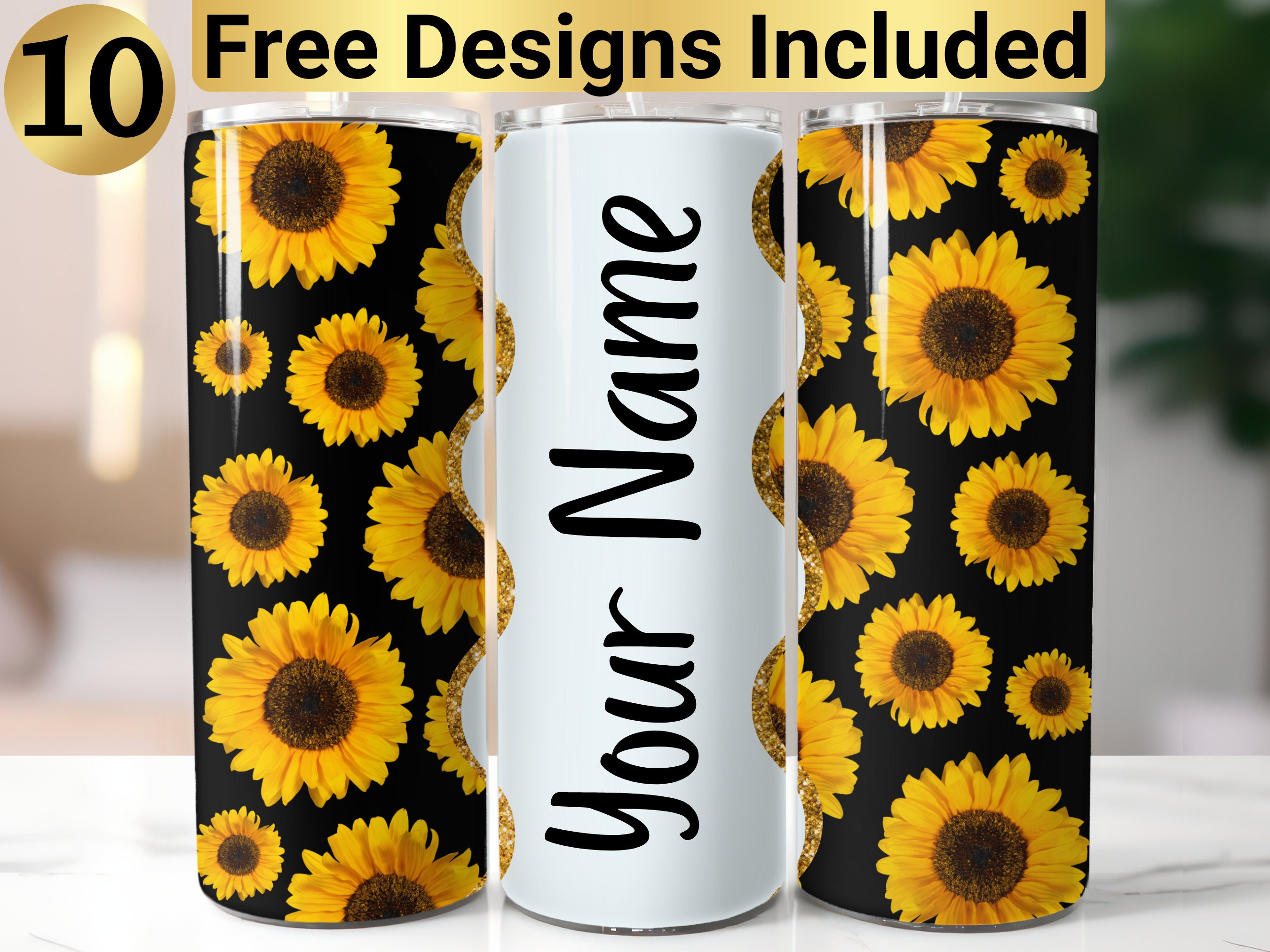 20oz Straight Stainless Steel Tumbler - Sunflower – RT Creative Designs