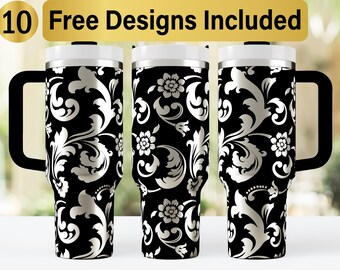 Design em SVG para copo térmico de couro trabalhado de 40 oz, adesivo para copo térmico de 40 oz gravado a laser, SVG para gravação a laser, SVG para adesivo de copo térmico, adesivo para copo térmico de 40 oz