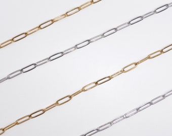 Collar minimalista con capas de cadena de clip de papel de acero inoxidable / color dorado y plateado / sin deslustre / regalo personalizado de longitud personalizada
