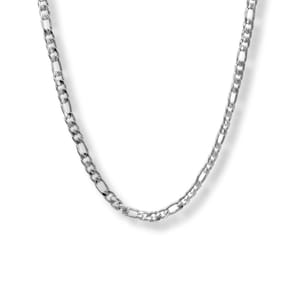 6mm Silver Figaro Chain Necklace: Stainless Steel Unisex Jewelry