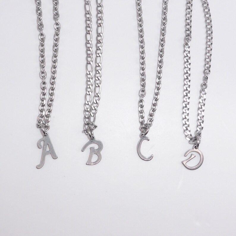 Silver Letter Necklace AZ Stainless Steel Tarnishfree Personalised
