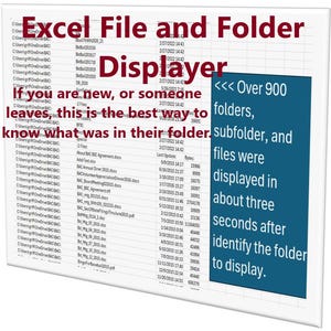 May include: A computer screen displays an Excel file and folder displayer. Text on the screen reads "If you are new, or someone leaves, this is the best way to know what was in their folder."