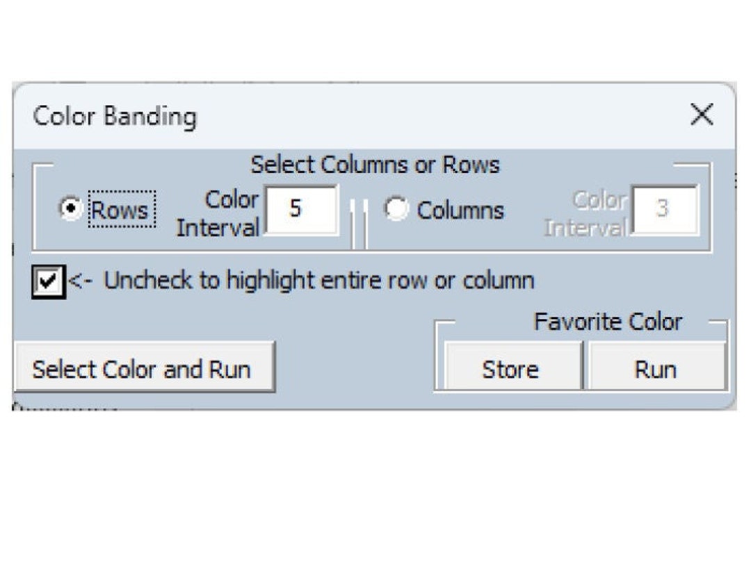 Excel Color Band Manager (skip Color Rows and Columns) - Etsy