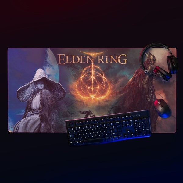 Elden Ring Mouse Pad, Dark Souls Gaming Desk Mat, RPG Gaming Keyboard Mat Perfect Valentines Gift For Gamer Boyfriend - Melania and Ranni