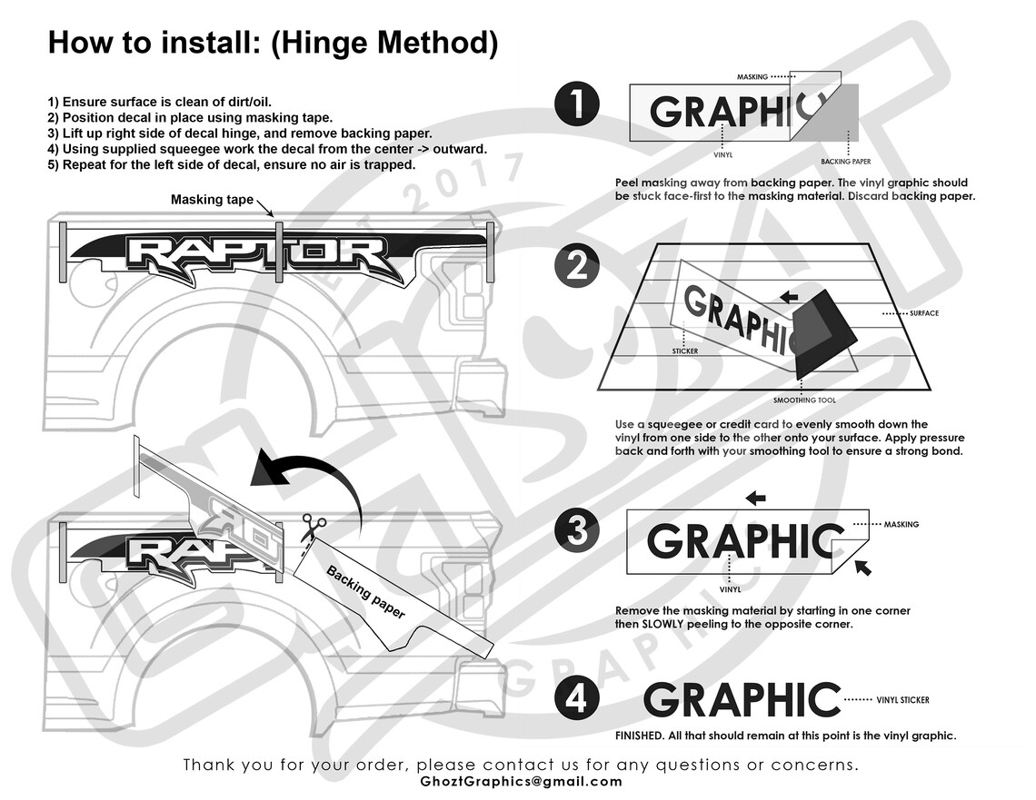 Ford Raptor Bed Side Vinyl Graphics Decals Install Kit Included! Fits ...