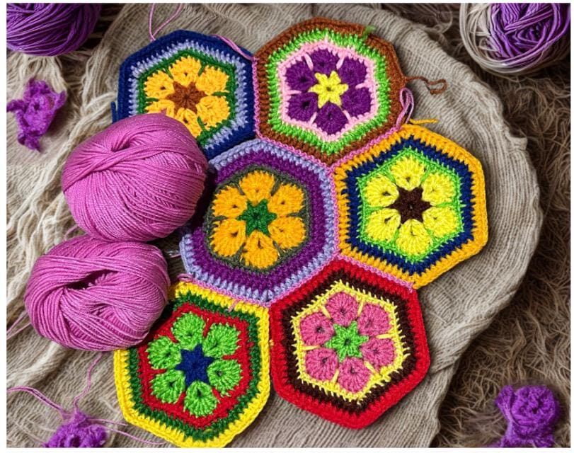 Hexagonal African Flower Crochet Pattern