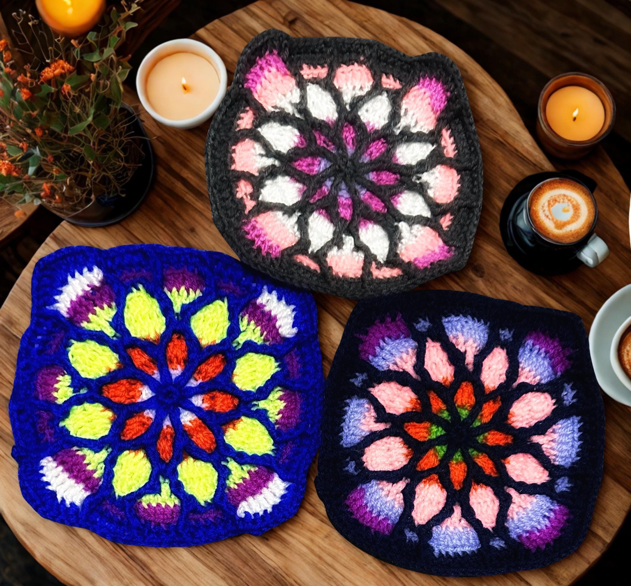 21 Stained Glass Crochet Patterns for Colorful Blankets, Squares, and More 15 Stained glass pattern crochet