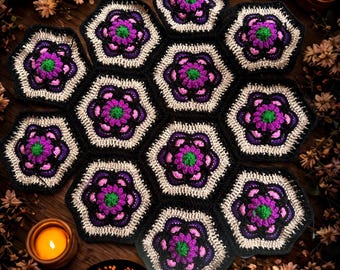Crochet Stained Glass Afghan Pattern: Cathedral Style Hexagon (PDF Pattern)