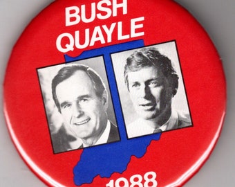 George H Bush Dan Quayle Indiana 1988 campaign button