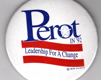 Leadership for a Change Ross Perot 1992 campaign button
