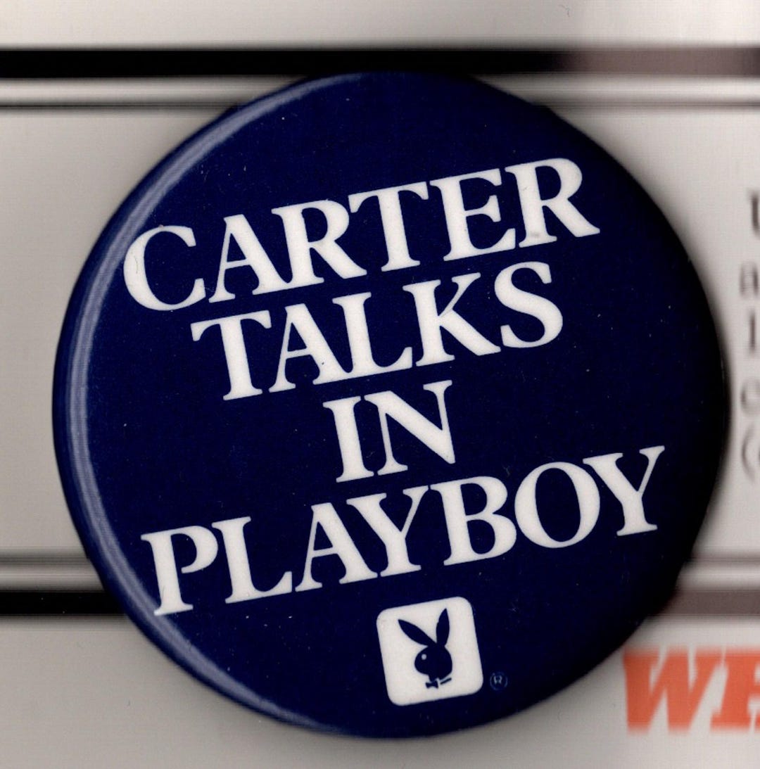Original Jimmy Carter Playboy Interview Promo Button on Card 1976(03)