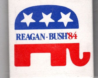 Reagan Bush 2x2" political campaign button 1984