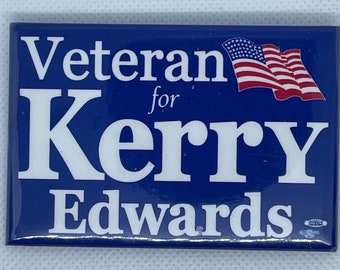 Veteran for Kerry Edwards 2004 political button