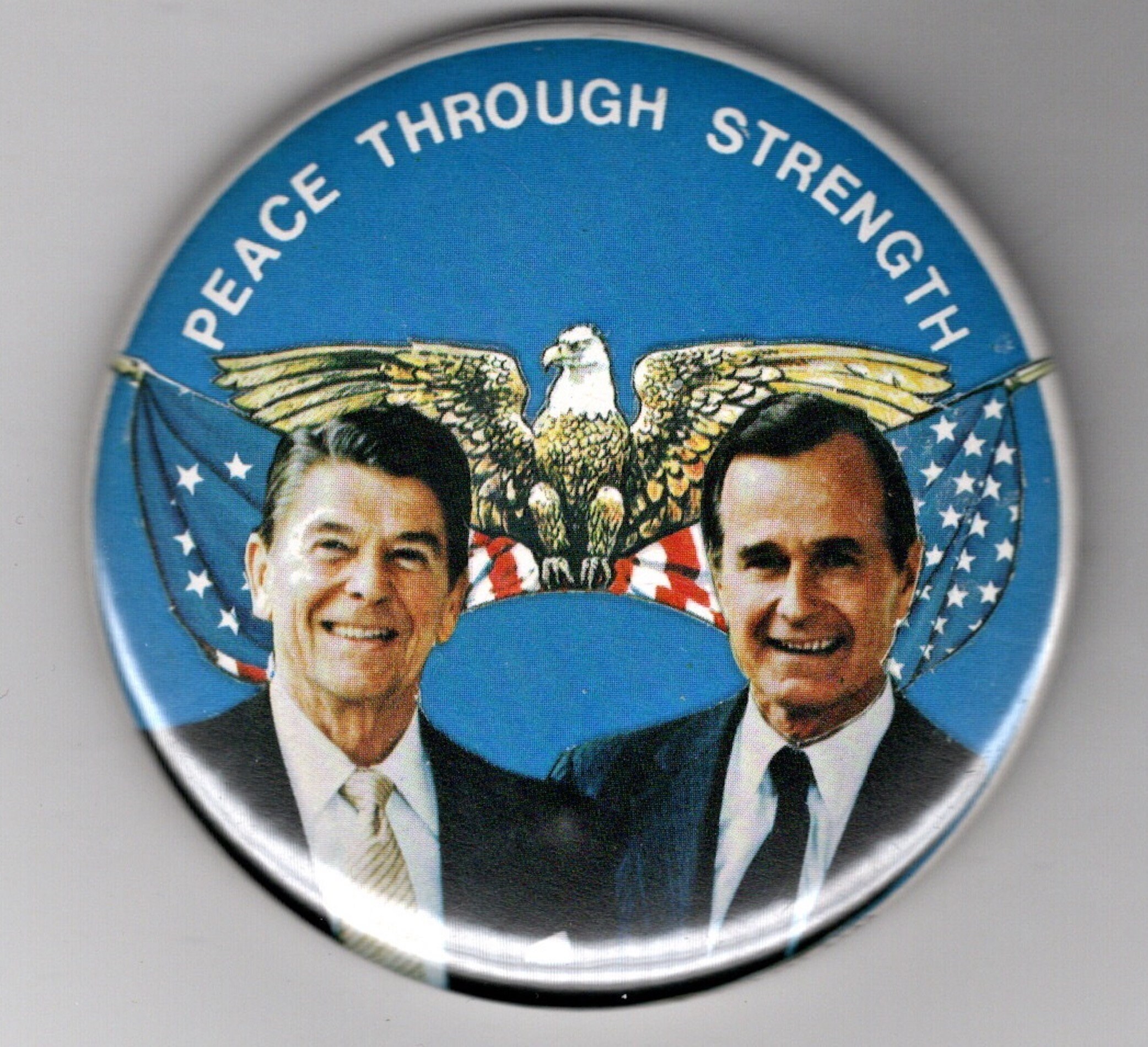 Peace Through Strength Ronald Reagan George H Bush 1984 Button - Etsy