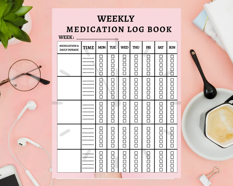 Printable Tue Medication Log Printable Medication Tracker Medication Chart Daily ...