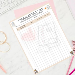 Medication List and Medication Log. Medication Tracker. Medication Organizer. Medication Chart. Supplement Tracker. Pill Tracker